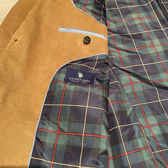 U.S. POLO ASSN. Corduroy Sport Blazer Coat Men’s Size 44S Elbow Patches - Picture 6 of 7